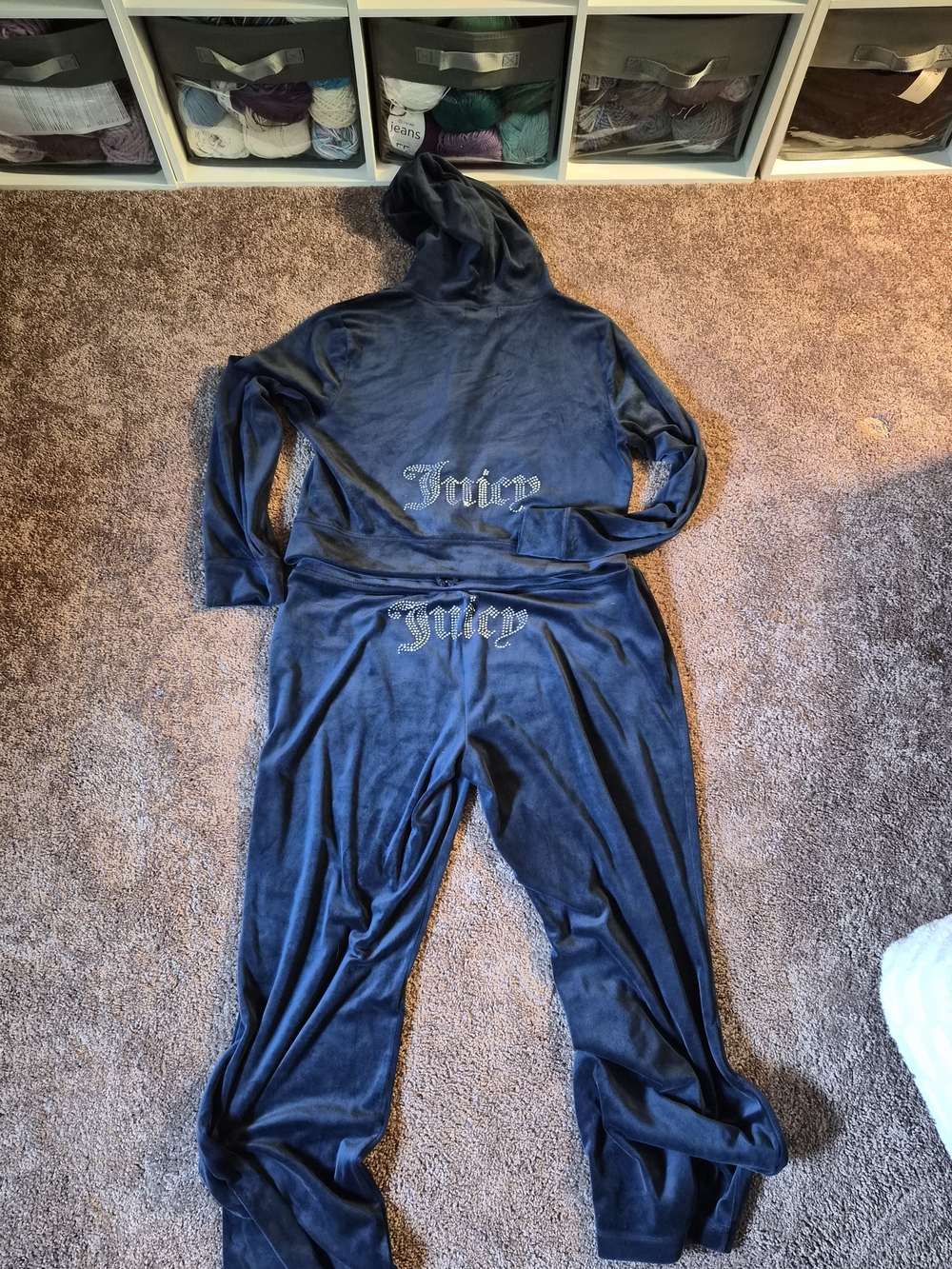 Juicy Couture Navy Blue Velour Jogger